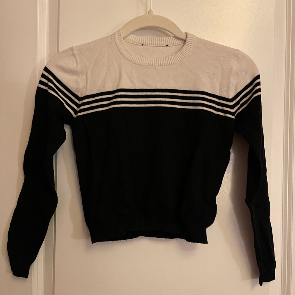 Black & White Crop Sweater